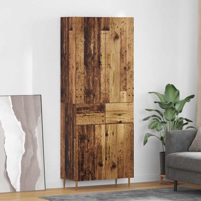 vidaXL - Highboard - Oud - Hout - 69,5 - x - 34 - x - 180 - cm - Bewerkt - hout