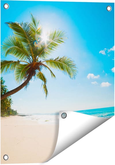 Gards Tuinposter Tropisch Strand en Zee in Sri Lanka - 40x50 cm - Tuindoek - Tuindecoratie - Wanddecoratie buiten - Tuinschilderij