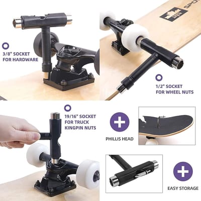 Skateboard Onderdelen Set - Vervangende Kit - Trucs Cruisen Park - Complete Wielset - Voor 7.5-8.0 Decks - Zwart