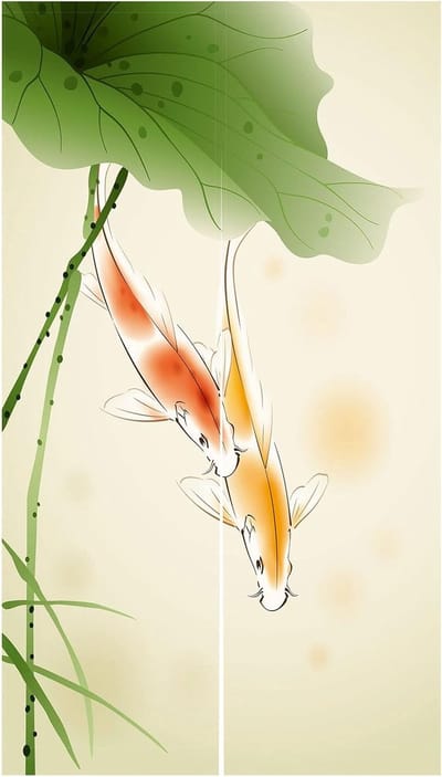 Traditionele Chinese en Japanse Deur Gordijn van Linnen met Bladeren Print voor Privacy en Decoratie in de Keuken, 85 x 150 cm