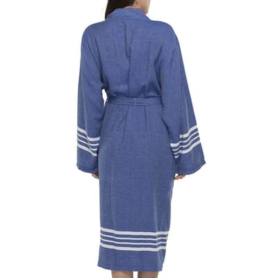Lalay - hamam badjas Krem Sultan - royal blue - M - dames heren badjas - sauna badjas - dunne badjas - 100% gekamd katoen
