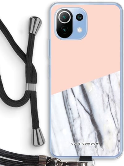 Case Company® - Hoesje met koord geschikt voor Xiaomi Mi 11 Lite hoesje met Koord - A touch of peach - Telefoonhoesje met Zwart Koord - Bescherming aan alle Kanten en Over de Schermrand