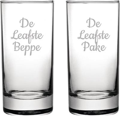 Gegraveerde longdrinkglas 28,5cl De Leafste Pake-De Leafste Beppe