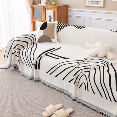 Plaid de canapé en chenille à pompons Luxe moderne Quatre saisons Housse de canapé Une pièce Housses complètes Anti-poussière Serviette pour canapés Maison 180x130cm S