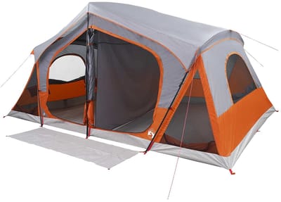 vidaXL - Huisje - Tent - met - dak - Grijs - en - Oranje - 480 - x - 273 - x - 205 - cm