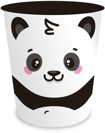 Prullenbak Kinderen - Afvalbak Dieren - Kamer Opruimen - Stevig Kunststof - 11 Liter Inhoud - Panda Design