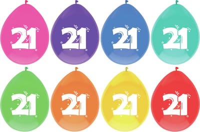 Haza Ballonnen - 21 jaar - leeftijd verjaardag - 6 stuks - 29 cm - versiering