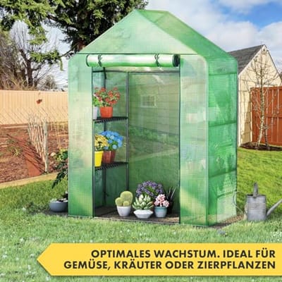 Foliekas 143 x 143 x 195 cm - Duurzame en UV-bestendige broeikas met metalen rooster voor planten