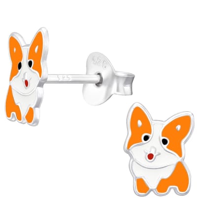 Joy|S - Zilveren hond oorbellen - 6.3 x 8.4 mm - kinderoorbellen