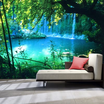 98cm X 70cm - Zelfklevend fotobehang - Kursunlu watervallen , Antalya , Turkije , Premium Print