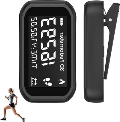 Stappenteller Clip - Fitness Tracker - Activiteit Meten - 3-assige Gyroscoop - 7.08x3.76cm - Zwart