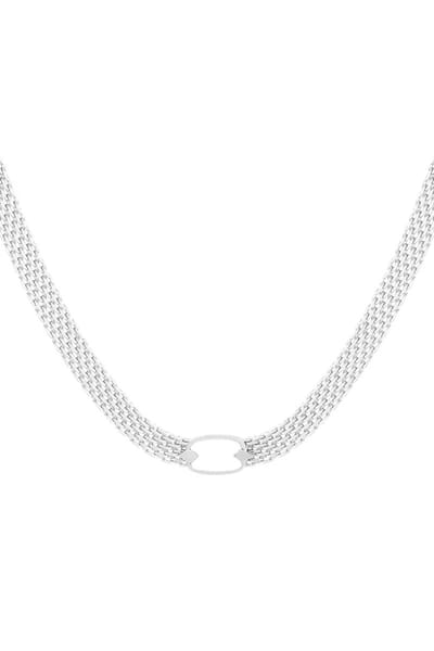 Zilveren RVS Ketting Platte Schakels - Korte Stainless Steel Schakelkettingen - Verkleuren niet - Dames Sieraden - Kettingen - Zilver
