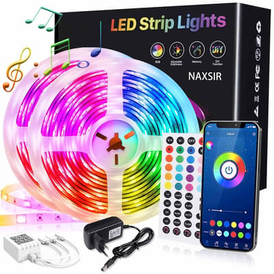 NAXSIR RGB LED strips - 30 Meter - Slimme LED Verlichting met App & Afstandsbediening - 16 Miljoen Kleuren - Muzieksynchronisatie