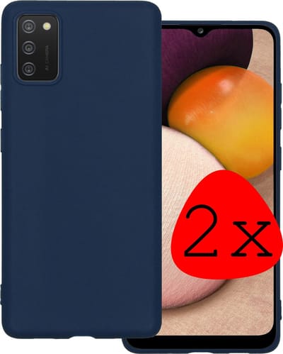 Hoesje 2 Stuks - Geschikt voor Samsung Galaxy A02s - Sterk & Shockproof - Case Siliconen - Back Cover - Telefoon Hoes - Donkerblauw