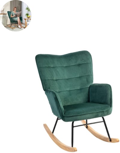 Fauteuil - Relaxstoel - Relaxfauteuil - Stoel - Met armleuning - Voor één Persoon - Donkergroen