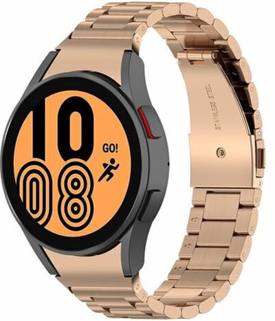 By Qubix - Stalen schakelband 20mm - Rosé goud - Geschikt voor Samsung Galaxy Watch 7 (40 & 44mm) - Galaxy Watch FE - Galaxy Watch 6 - Galaxy Watch 6 Pro - Galaxy Watch 5 - 5 Pro - Galaxy Watch 4 - 4 Classic