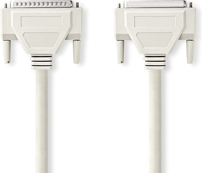 Nedis Seriële Kabel - D-SUB 25-Pins Male - D-SUB 25-Pins Female - Vernikkeld - 2.00 m - Rond - PVC - Ivoor - Envelop