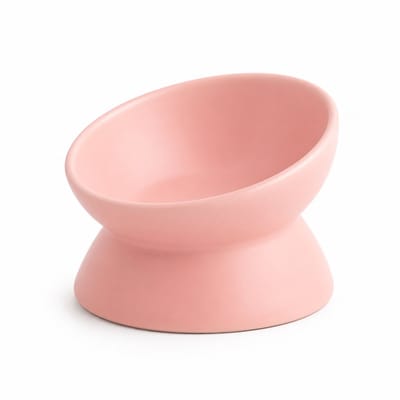 Heuts Goods - Voerbak Kat - Voerbak Hond - Hondenbak - Hondenvoerbak - Katten Voerbak - Schuin - Keramisch - Tower - Stevig - Roze
