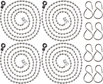 RVS Kettingen Bad Sink Stopper Chain met S Haak voor Wastafel - 4 Stuks, 23,6 Inch