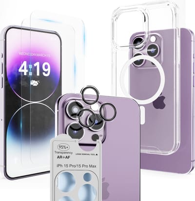 Hoesje Geschikt voor iPhone 14 Pro Transparant - 2x Screenprotector - Geschikt voor MagSafe - Camera Lens Protector - Anti Shock