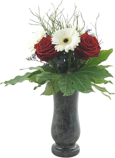 Grafvaas Graniet - Kleine Urn - Graf Decoratie - Handgemaakt Gepolijst - 9x9x20cm - Blauw
