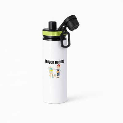 Hacebo® - kunstenares die schildert met eigen naam waterfles met draaidop groen - Kunst - kunstenaars/kunstenaressen - iemand die houdt van kunst of kunst maken - verjaardag - cadeau - kado - water fles - 850ML