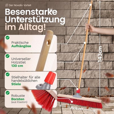 Straatbezem 80 cm bezemkop I Bezem zonder steel I Elaston rood I Grof I Industriële bezem Veegbezem Tuinbezem Werfbezem