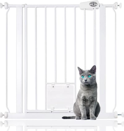 Bettacare Huisdierhek met Afsluitbaar Kattenluik, 75 - 83cm, Wit