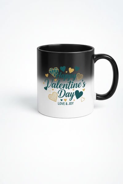 Valentijnsdag Magische Mok | 'Happy Valentine's Day' Harten Design | Thermo Kleurveranderende Mok