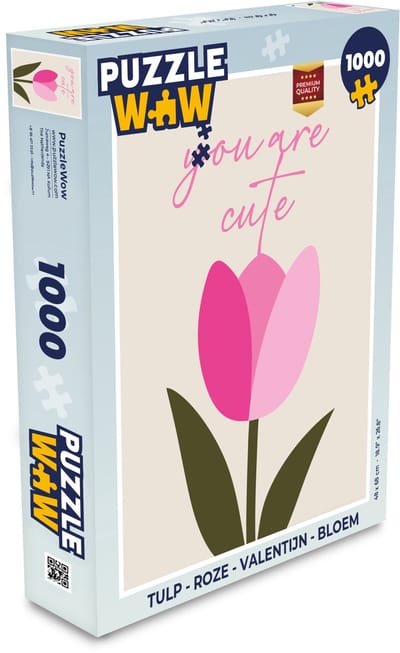 Puzzel Tulp - Roze - Valentijn - Bloem - Legpuzzel - Puzzel 1000 stukjes volwassenen