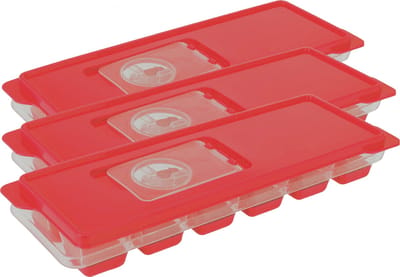 Excellent Houseware IJsklontjes - Set van 3x stuks - ijsblokjes vormpjes - 12 vaks - plastic - met afsluitdeksel