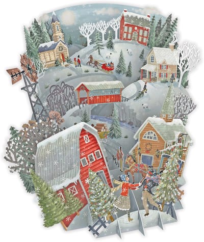 3D-Pop Up Wenskaart Christmas Folk - Laser gesneden kerstkaart