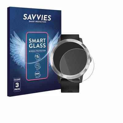 3 Stuks Savvies Screenprotector - geschikt voor Garmin Vivoactive 3 / Forerunner 45 / Approach S40 - beschermfolie glas transparant