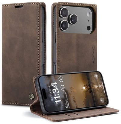 CaseMe Hoesje - Geschikt voor iPhone 17 Pro Hoesje - CaseMe 013 Book Case - Donkerbruin
