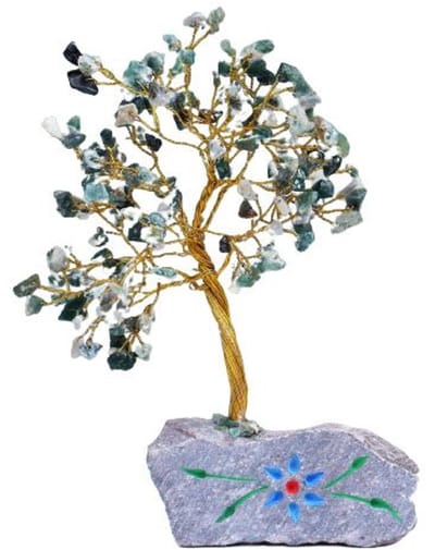 Ancient Wisdom - Decoratief beeld - Boomagaat edelsteenboom met 160 stenen - kunstwerk - opbergdoos - handgemaakt - cadeau