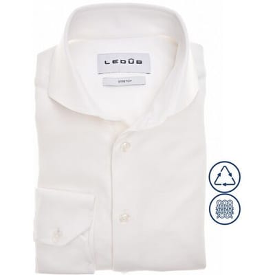 Ledûb Overhemd Slim Solid Color Cotton Stretch Wit / male