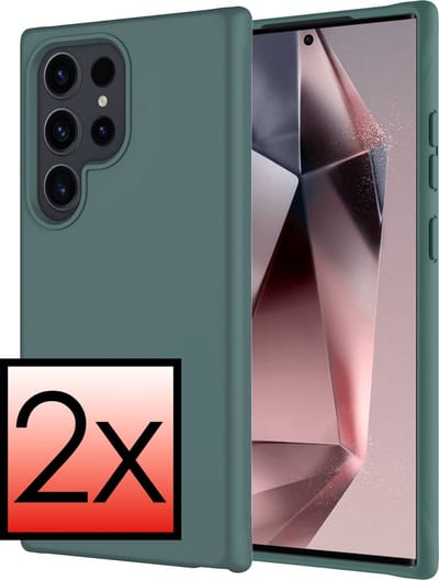 Hoesje - 2 Stuks - Geschikt voor Samsung Galaxy S24 Ultra - Sterk & Shockproof - Case Siliconen - Back Cover - Telefoon Hoes - Donkergroen