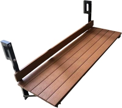 Balkontafel hangend - Klaptafel buiten - Genieten van buiten - Ruimtebesparend ontwerp - 80x26cm - Houtkleur
