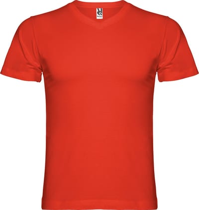 Rood T-shirt 'Samoyedo' met V-hals merk Roly maat M