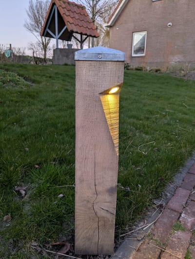 Houten Tuinlamp Buiten 'Naturale' - Staande Buitenlamp van Hout - Sfeervolle Tuinverlichting