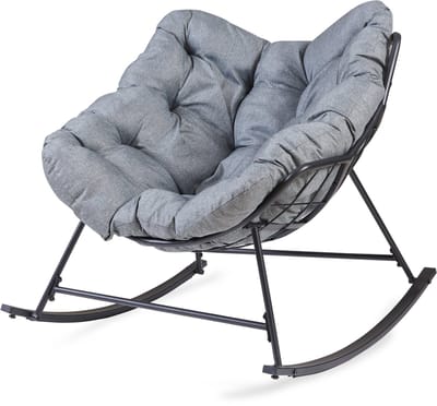 Schommelstoel Villeneuve 85x90x91 cm zwart en grijs [en.casa]