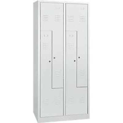 Kledinglocker, 4 compartimenten, met fitting, B 800 x H 1800 mm draaigrendelslot, lichtgrijs/lichtgrijs