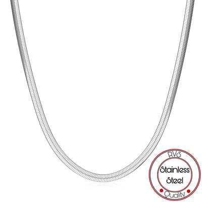 Platte Schakelketting | Zilverkleurig | 5mm | Ketting Heren | Soraro | Cadeau Man | Heren Ketting | Cadeau voor hem |