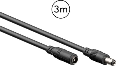Verlengkabel met DC plug - 3 meter - 5,5 x 2,1 mm - 12V / 24V 3A