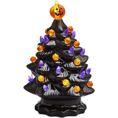 Verlichte Keramische Halloweenboom Tafelblad Halloween Decoratie Halloweenboom Pompoenlicht black
