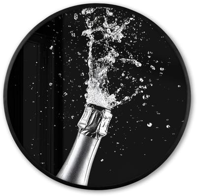 Poster in lijst Rond - Fotolijst 60x60 cm - Posters - Champagne - Zwart - Spetters - Popping - Ronde posterlijst zwart - Decoratie - Wanddecoratie woonkamer - Muurdecoratie slaapkamer