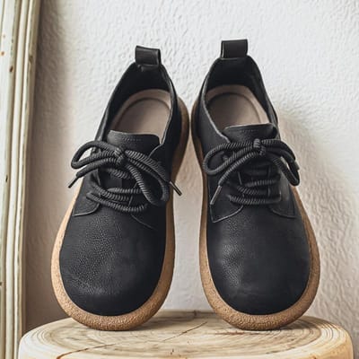 Heren Nieuwe Aankomst Plus Size Vintage Brits-Stijl Leren Schoenen Comfortabele Casual Schoenen Duurzame Buitenzool Wandelschoenen 46 zwart