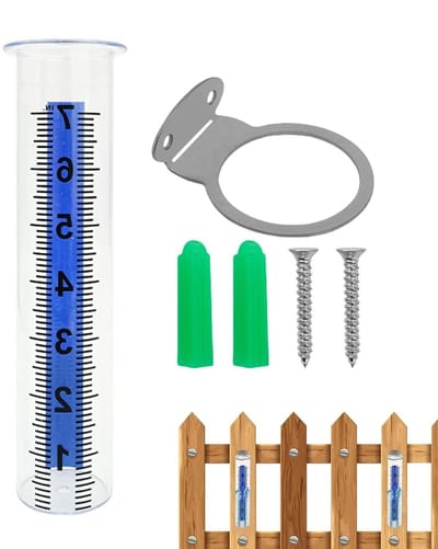 Generisch Regenmeter voor buiten, tuinregenmeter, nauwkeurig regenmeetinstrument | 17,8 cm hoge capaciteit, roestvrijstalen houder, high-definition schaal, voor tuinen, boerderijen, patio's, gazons