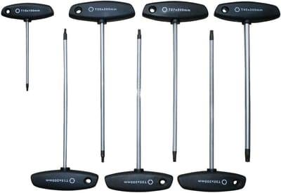 SW-Stahl 02020L T-greepschroevendraaierset met TX-profiel I T10 - T40 I TX-schroevendraaierset