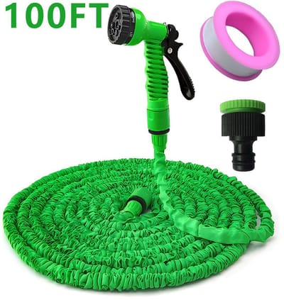 Flexibele tuinslang met sproeikop - Slang voor spuitpistool met draaiknop - Multifunctionele telescopische waterslang voor huishoudelijk wassen - Slang voor autowasstraat - Hogedrukpistool - Multifunctioneel water spuitpistool - Groen - 30 meter